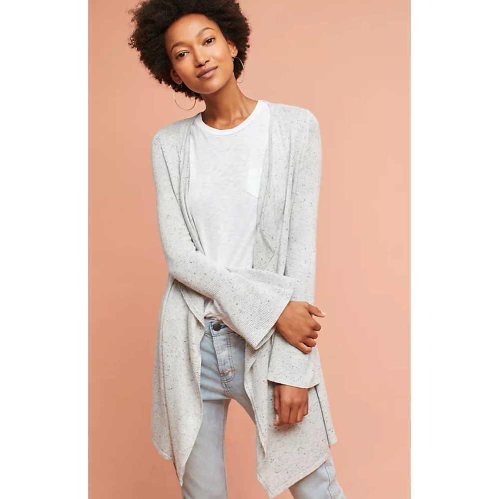 Anthropologie Moth Size L Wool Cashmere Blend Bell Sleeve Cardigan Sweater Women